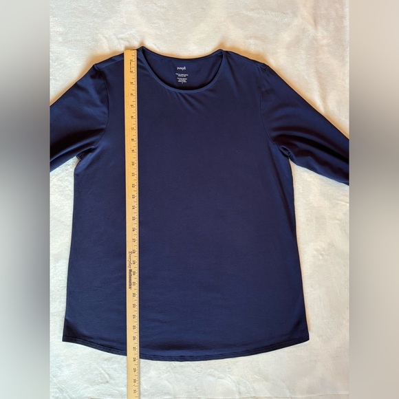 Pure Jill Women's Tee Long Sleeve Navy Shirttail Top Crewneck Oversized Size M - Picture 4 of 8
